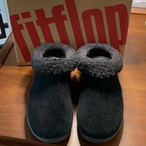 FITFLOP Black Slippers with Faux Fur